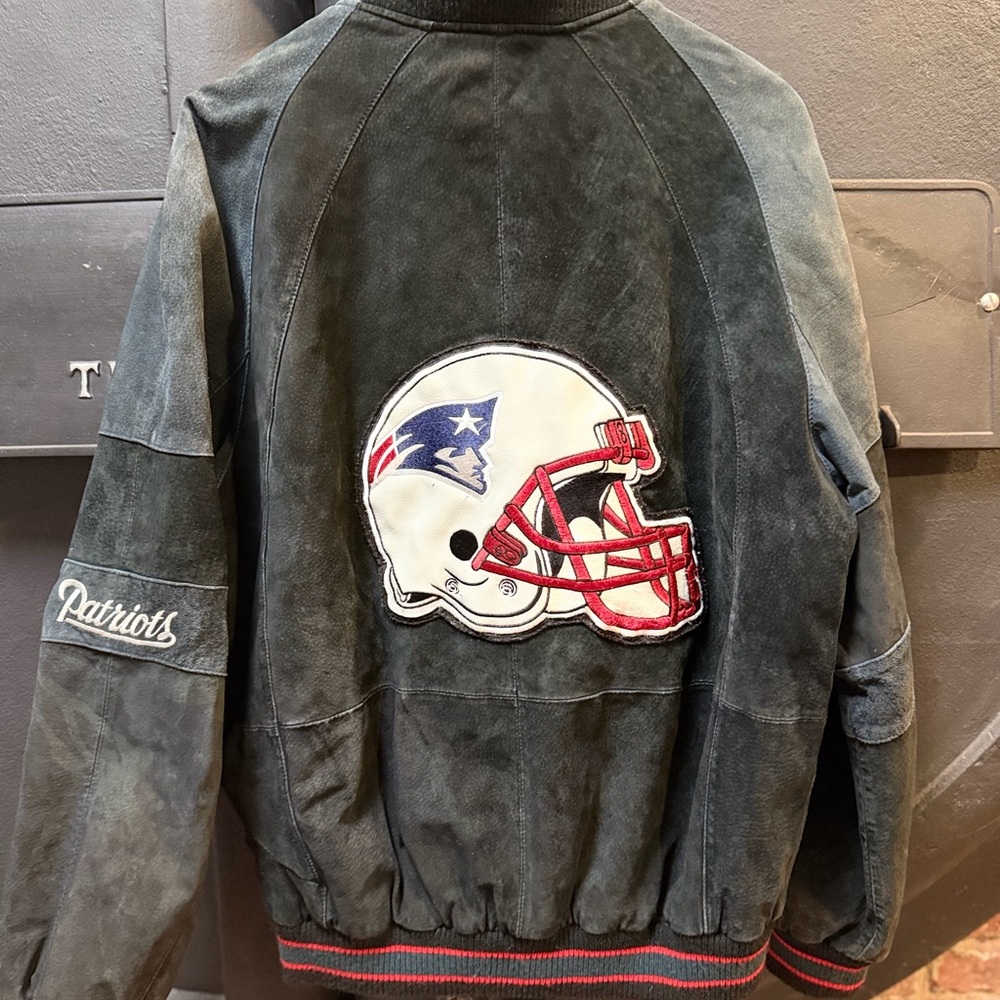 Vintage New England Patriots NFL Bomber Jacket with embroidered helmet logo